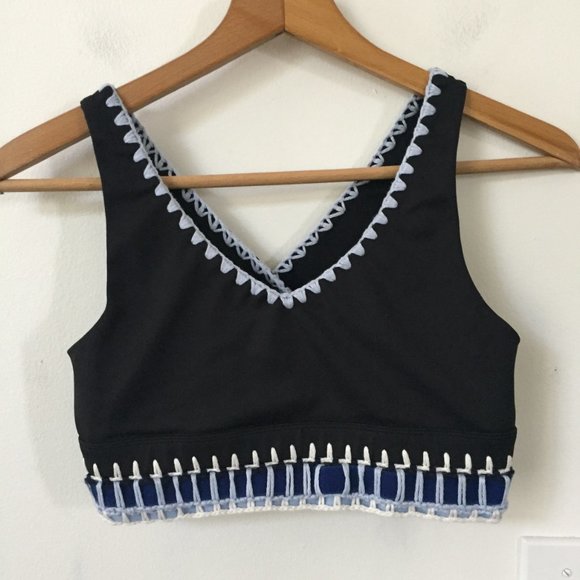 Carbon38 La Plage Crochet Branded Bra in Black - Picture 3 of 5